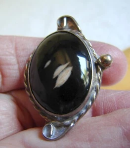 ANILLO de plata navajo nativo americano de colección con ónix negro manchado grande, talla 6,5 D68 - Imagen 1 de 19