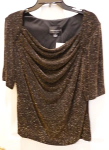 Alex Evenings NWT Womens Dressy Top, Black w/Gold Flecks, Size L - Picture 1 of 5