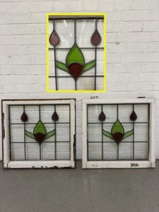 Pair Of Reclaimed Leaded Light Stained Glass Window Panels 605 x 580mm 600 x 575 - Picture 1 of 22