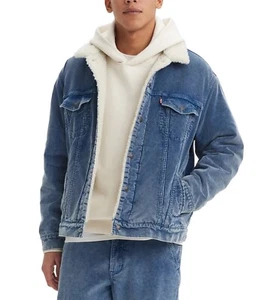 NWT Mens LEVIS Blue Denim Sherpa Jeans Trucker Jacket Sz XL Levi’s - Picture 1 of 7