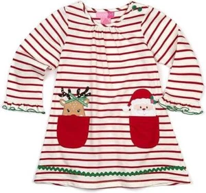 Good Lad Red Striped Pocket Applique Christmas Dress  2T 3T - Picture 1 of 1