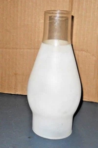 VTG CLEAR & WHITE GLASS CHIMNEY 2 5/8" X 7 7/8" ROUND SHADE REPLACEMENT - Picture 1 of 5