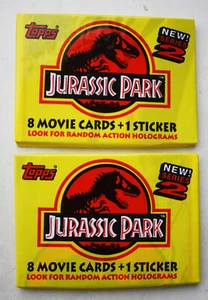 2X TOPPS JURASSIC PARK NEW SERIES 2 MOVIE SEALED WAX CARD PACKS 1992 NEW ! - Picture 1 of 3