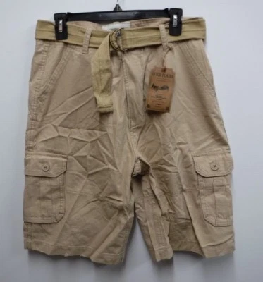 Ditch Plains Belted Lt Distressed Ripstop Cargo Khaki Shorts Mens 32 Beige New - Image 1 of 4