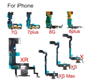 For iPhone 6 6S 7 8 X Plus Charging Port Charger Dock Mic Flex Replacement Parts - Picture 1 of 1