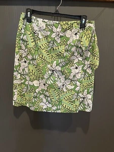 Charter Club Mini Wrap Skirt 10 Green Floral Lined Cotton Beach Tropical - Picture 1 of 6