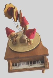 1970s Schmid Wooden Music Box "As Time Goes By" Piano Dancing Girls Needs Repair - Picture 1 of 6