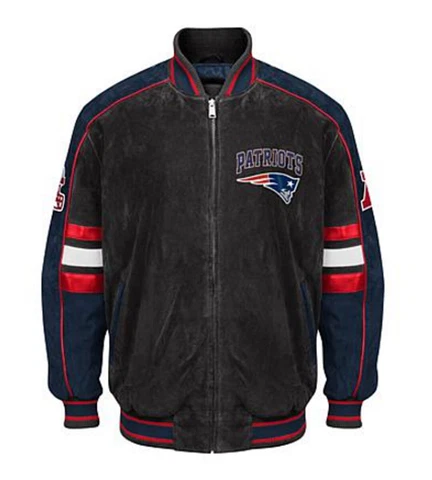 NFL New England PATRIOTS Colorblock Shell 100% LEATHER Suede Jacket ~Large Cover