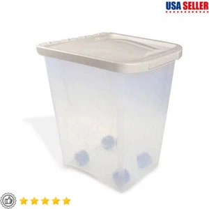25 lb Dog Food Storage Container Wheels seal cat bird seed pellets pet bedding - Picture 1 of 9