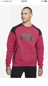 Nike Jordan Jumpman Fleece Crew Pullover DJ0240 652 Rosso/Nero Uomo Taglia Medium $80 - Foto 1 di 12