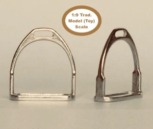 HORSING AROUND Traditional 1:9 Scale ENGLISH STIRRUPS (No-Tread Style) - Silver - Picture 1 of 3