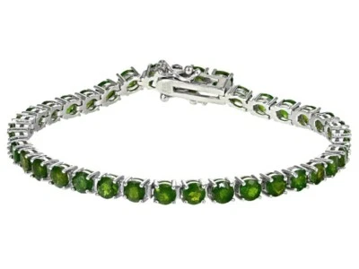 Brazalete de plata de ley con diopsido de cromo natural plata de ley oro blanco sobre Foto 1 de 3