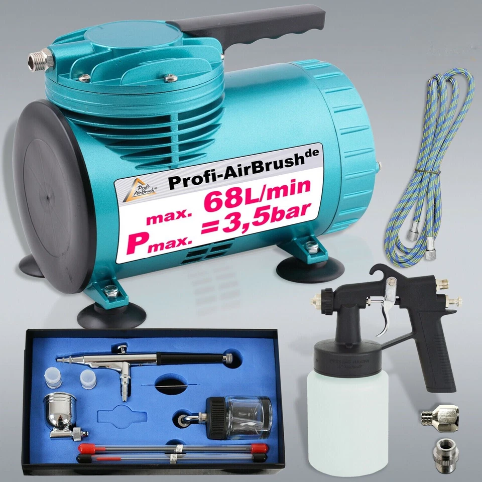 AIRBRUSH KOMPLETT SET KOMPRESSOR SET AIRBRUSH AIRBRUSHPISTOLE AIRBRUSHKOMPRESSOR - Bild 1 von 4