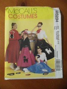 McCalls M6234 50's Poodle Skirt Top Jacket Applique Patterns Scarf XS 4-6 - Picture 1 of 3