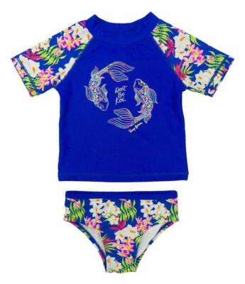 Tommy Bahama Girls Toddler 2 Piece Swimsuit Rash Guard Set UPF 50 Short Sleeve  - Image 1 of 4
