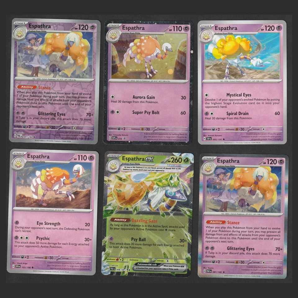 Espathra Pokemon Card Collection 6 English Cards Reverse Holo Rare EX Cosmos - Image 1 of 1