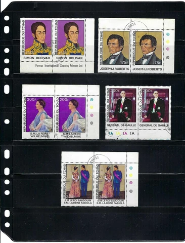 BOLIVAR,-JOSEPH ROBERTS. DE GAULLE.- QUEEN GUILLERMINE.-FABIOLA.BAUDOUIN>>CHAD Cover