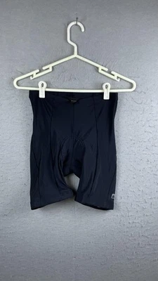 Shorts de ciclismo REI masculino pequeno acolchoado forro de bicicleta preto nylon elastano feito nos EUA - Imagem 1 de 4