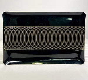 Bandeja de cóctel de melamina negra Morgan Mid Century MCM de colección vajilla geométrica dorada - Imagen 1 de 6