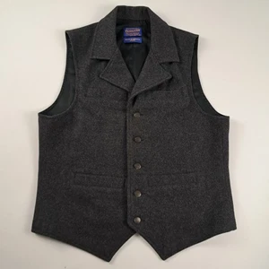 Pendleton Heritage 100% Wool Men's Charcoal Vest size Med front pockets 1 inside - Picture 1 of 12
