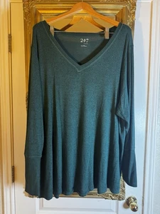 Emerald Green Sweater Shirt Maurice’s Size 3X Long Sleeve Winter V-Neck Top - Picture 1 of 7