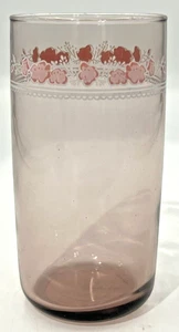 Vintage Anchor Hocking Plaza Primrose Pink Tint Glass Tumbler Flower 12oz 5" T - Picture 1 of 7