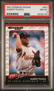 2001 Donruss Rookies  Albert Pujols  RC  PSA 8  St. Louis Cardinals - Picture 1 of 2