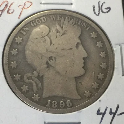 1896-P   VG   Barber Half Dollar   LY part IT bit of BR    Better Date - Image 1 of 2