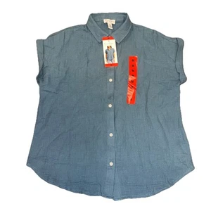 NWT Women's Blue JESSICA SIMPSON Gauze Button Shirt *XL* - Picture 1 of 2