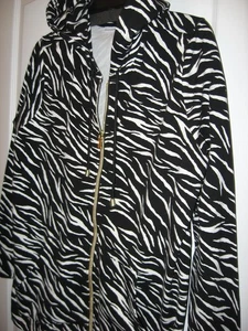 Susan Graver, Zebra Jacket,Hooded,Zip Front,Knit L - Picture 1 of 6