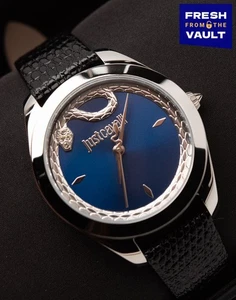 RRP€185 JUST CAVALLI Leather Wristwatch Water-Resistant 5ATM Snake Motif - Picture 1 of 10