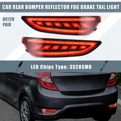 Luces de freno LED reflectoras de parachoques trasero 2 piezas para Hyundai Accent Hatchback 2012-17 Foto 1 de 4