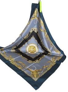 ITALIAN 100% SILK HR SQUARE SCARF ROYAL EQUESTRIAN DESIGN  26x26 - MADE IN ITALY - Picture 1 of 16