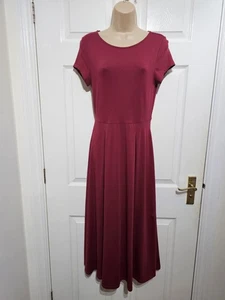 Seasalt Wild Bouquet Dress Jersey Midi Size 8 Burgundy Short Sleeves Festive  - Picture 1 of 9