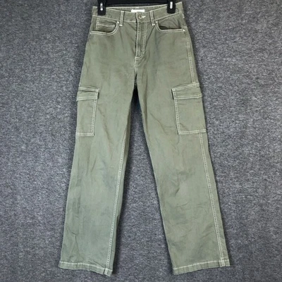 Pantalón Y2K H&M Pierna Ancha Carga Sarga Mujer 4 Recto Militar Verde Oliva Foto 1 de 4