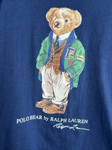 Polo Bear Ralph Lauren Boys Letterman T-Shirt Blue 7/130 Short Sleeve Preppy - Picture 1 of 15