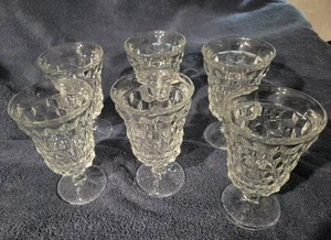 Set of 6 Fostoria American Clear Cubist Glass Flared 5.5" tall - Picture 1 of 4