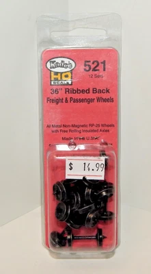 Kadee HO #521 36" Ribbed Back Freight/Passenger Metal Wheels (12) NEW - Image 1 of 2