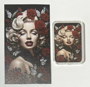 SEXY! Marilyn Monroe I 1 Oz .999 Silver Colorized Art Bar With COA "Roses" - Picture 1 of 2