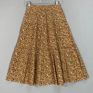 Vintage 70s Maxi Skirt Floral Country Prairie Farm Tiered Sz 7/8 25" Waist Boho - Picture 1 of 11