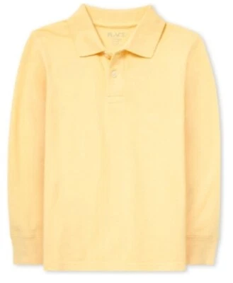 The Children's Place Boy's Uniform Long-Sleeve Pique Polo XL(14) New Yellow      - Image 1 of 2