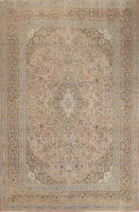 Floral Traditional Living Room Muted Rug 10x12 Handmade Wool Vintage Carpet - Picture 1 of 24