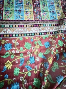 Rot Orange Weiß Bunt Dupatta Bordüre Schal Läufer Stoff Chuni Mehendi - Bild 1 von 13