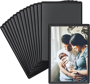 15 Pack 4x6 Black Magnetic Picture Frames for Refrigerator with Clear Cover - Picture 1 of 12