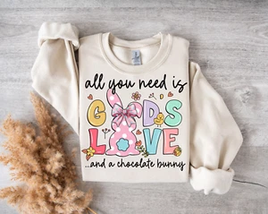 Easter Custom T Shirt Holiday Christian Jesus Gift All You Need Is God's Love An - Picture 1 of 6