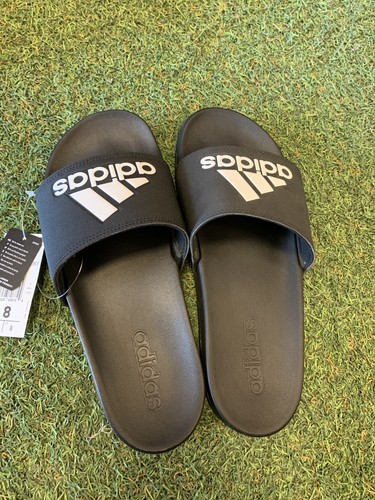 adidas Originals Men's Adilette Comfort Slide Sandal Black Black White NEW