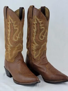 Justin Womens SZ 7 B Westerner Brown Leather Pull On Cowboy Western Boots L4966 - Picture 1 of 13