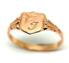 Size M, Small 9ct 9kt Rose Gold Shield Signet Ring + Engraving of one initial