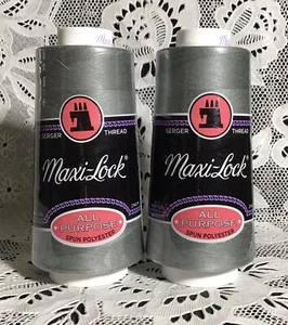 NEW 2 Gray maxi-lock 3000Yd spools 100% polyester overlock sewing thread TEX 27 - Picture 1 of 3