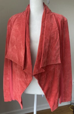 Chaqueta American Glamour Badgley Mischka Grande Roja Gamuza 100% Cuero Moto Foto 1 de 4